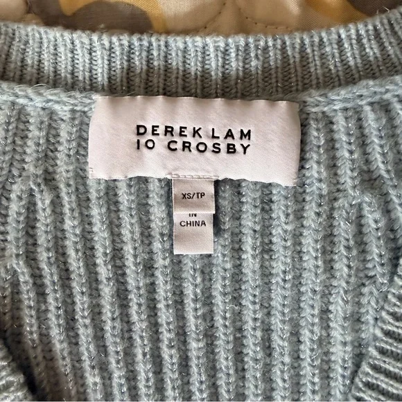 10 Crosby Derek Lam Sky Blue Cashmere Wool Blend V-Neck Sweater, oversized XS - Picture 6 of 10